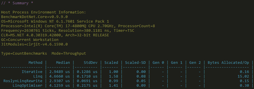 LINQ Optimisations - Count Benchmarks